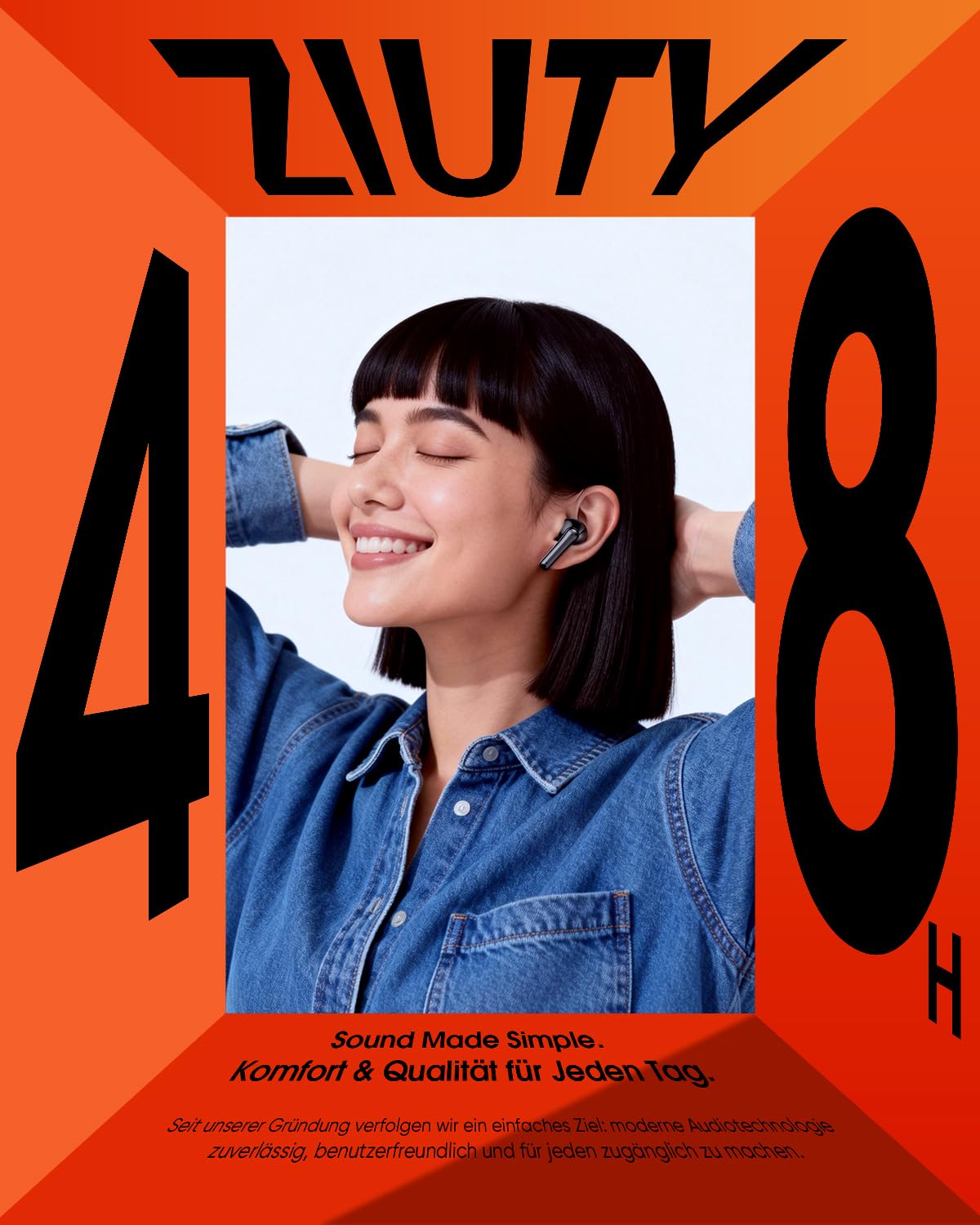 ZIUTY Bluetooth 5.3 Kopfhörer Kabellos, In Ear Bluetooth Kopfhörer mit 4 ENC Mikrofonen, 48 Std Spielzeit, LED Anzeige, HiFi Stereo Sound, IPX7 wasserdichte Sport Kopfhörer – Schwarz