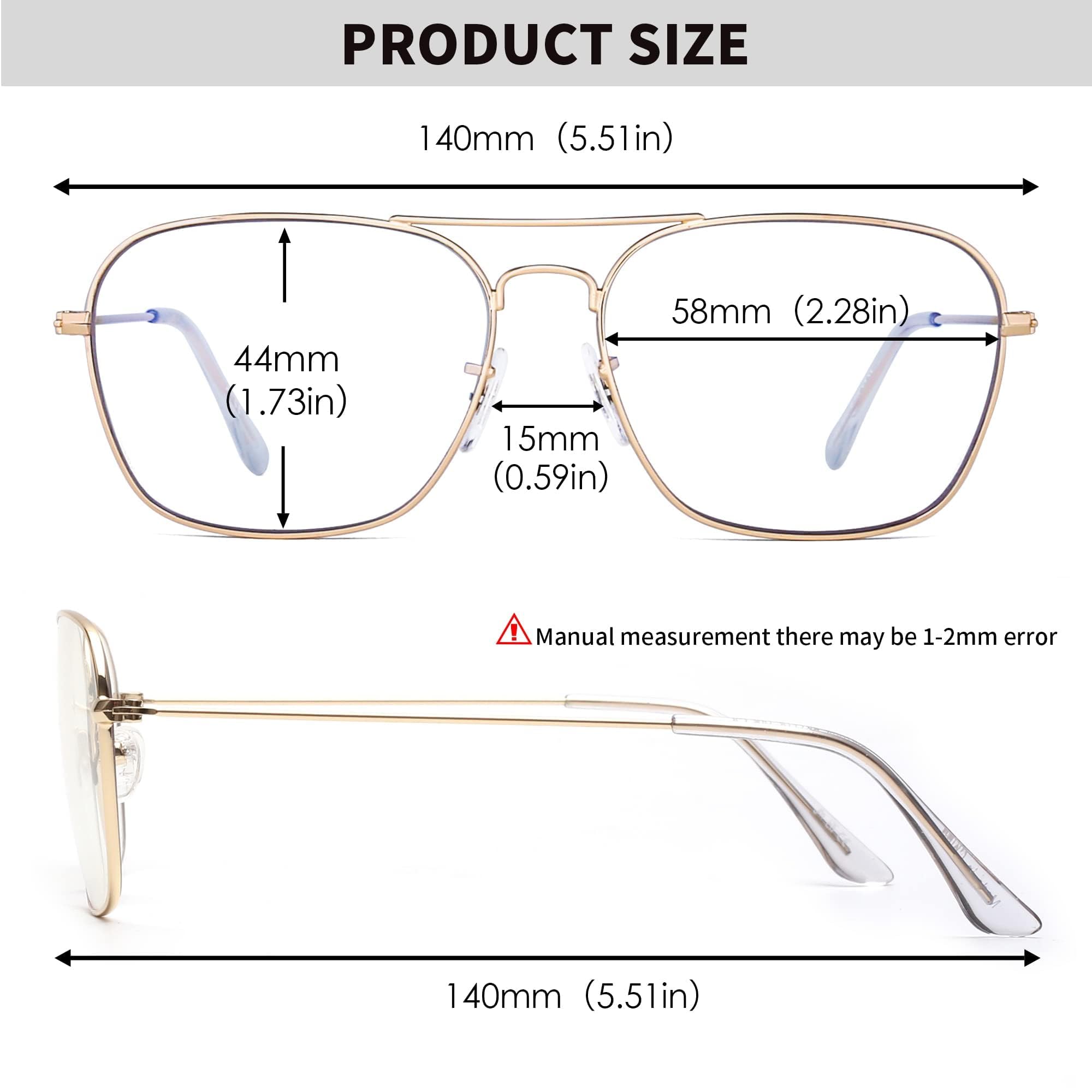 JM Paquete de 2 Gafas de Lectura Cuadrados, Gafas de Lectura con Bloqueo a Luz Azul Para Mujeres y Hombres