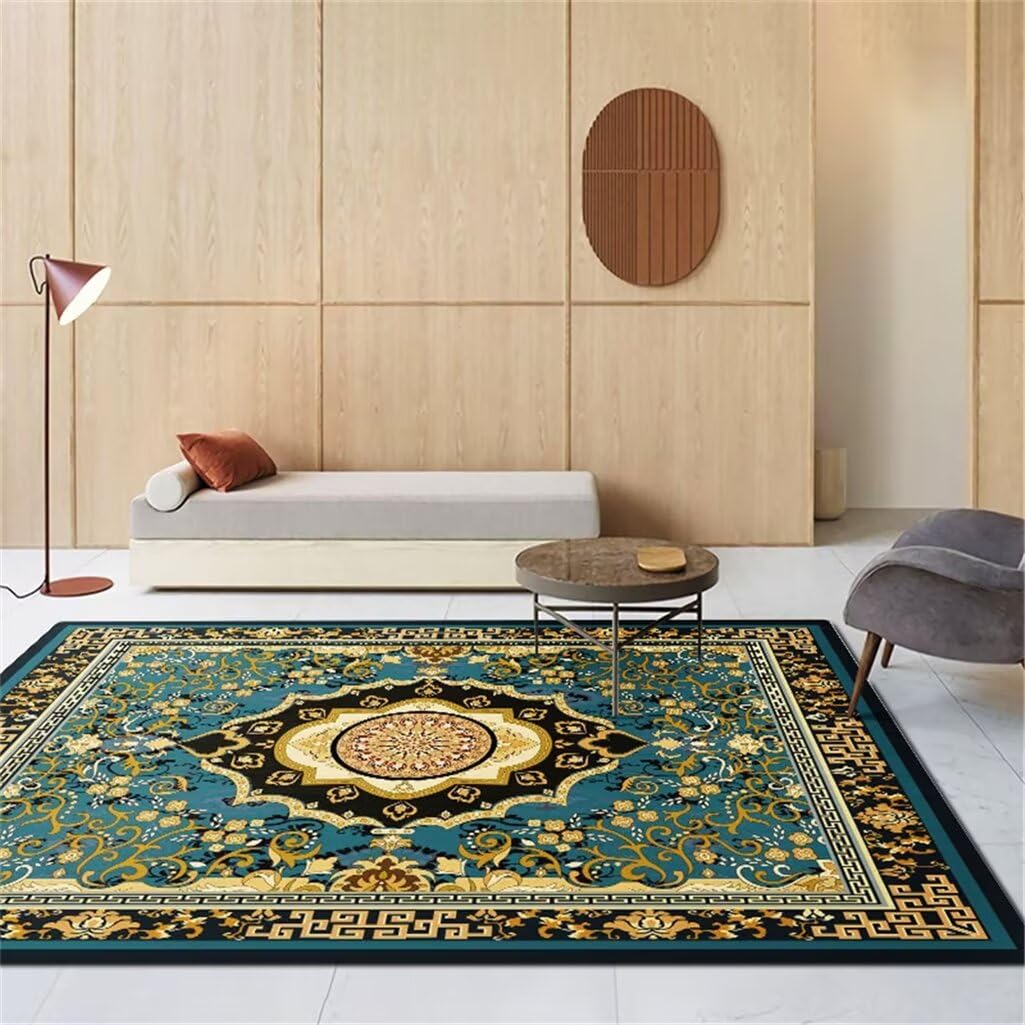 Grand Tapis Salon Tapis De Couloir Intérieur Tapis Bleu pour Couloir, Chambre À Coucher, Rectangulaire, Décoration De Balcon Tapis Terrasse Exterieur 120X180Cm 3Ft 11.2''X5Ft 10.9''