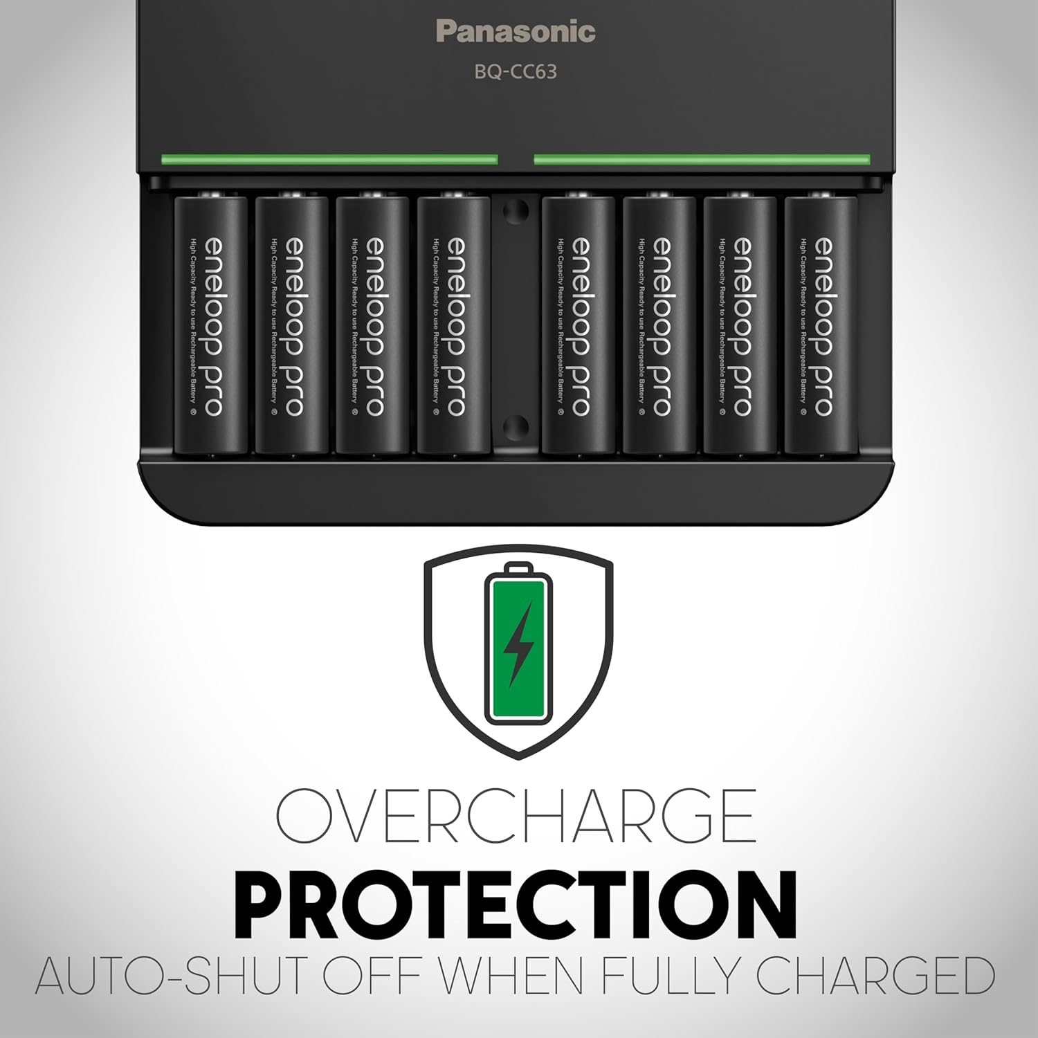 Panasonic K-KJ63KHA8BA Advanced eneloop pro 8-Position Rechargeable Battery 6-Hour Quick Charger with 8 LED Charge Indicator Lights with 8AA eneloop pro Batteries