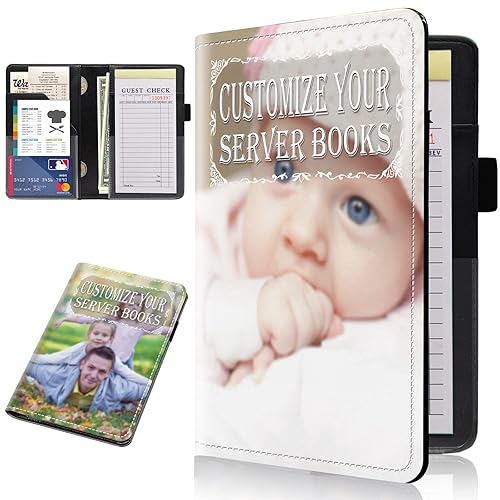 Vista 13 de Libreta para mesera, color negro, de 5 x 7.75 pulgadas, con cremallera y soporte para bolígrafo, libro de camarera para tarjetas de crédito