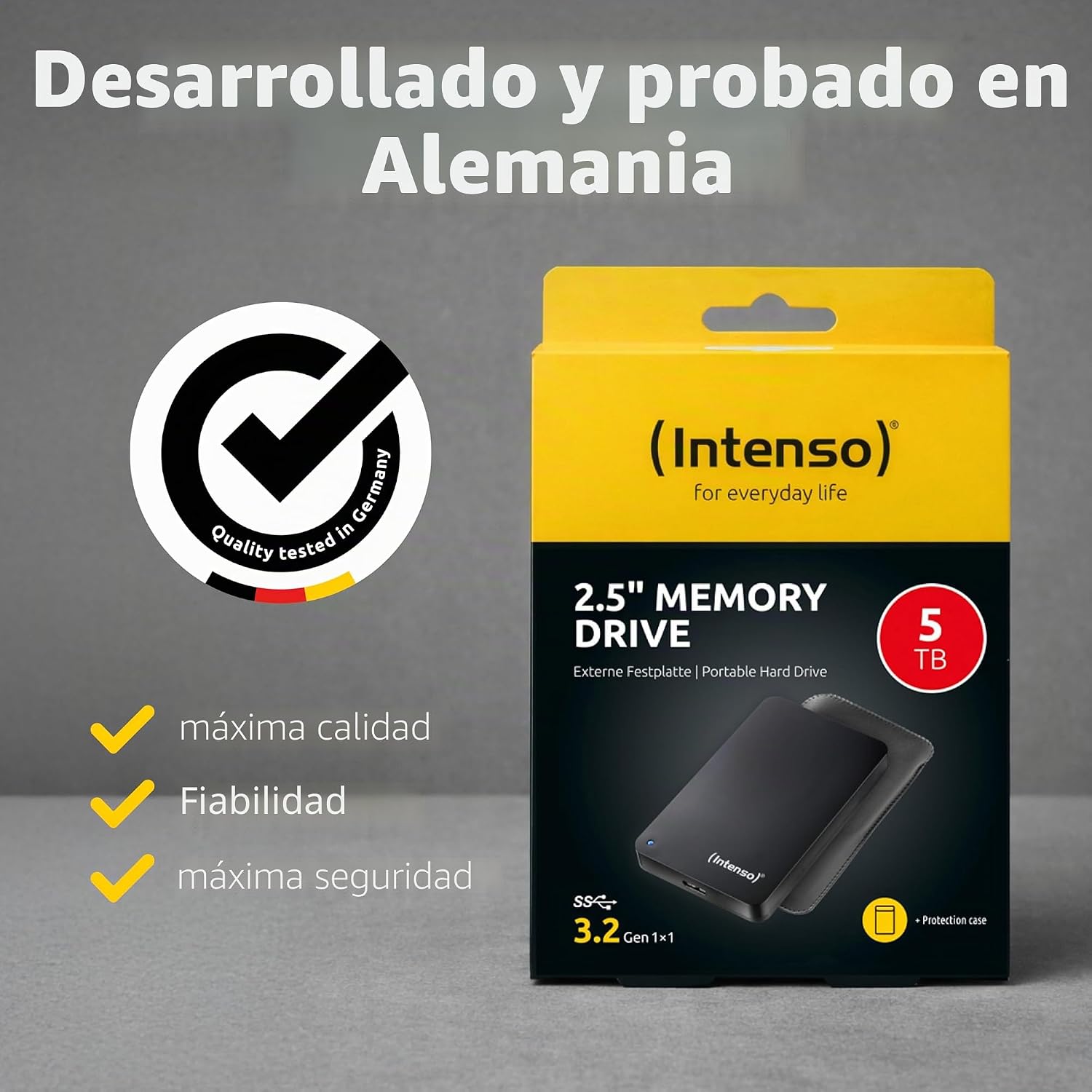 Intenso Memory Drive – Disco Duro portátil (5 TB, Incluye Funda, 2,5 Pulgadas, 5400 RPM, 8 MB de caché, USB 3.0), Color Negro 6