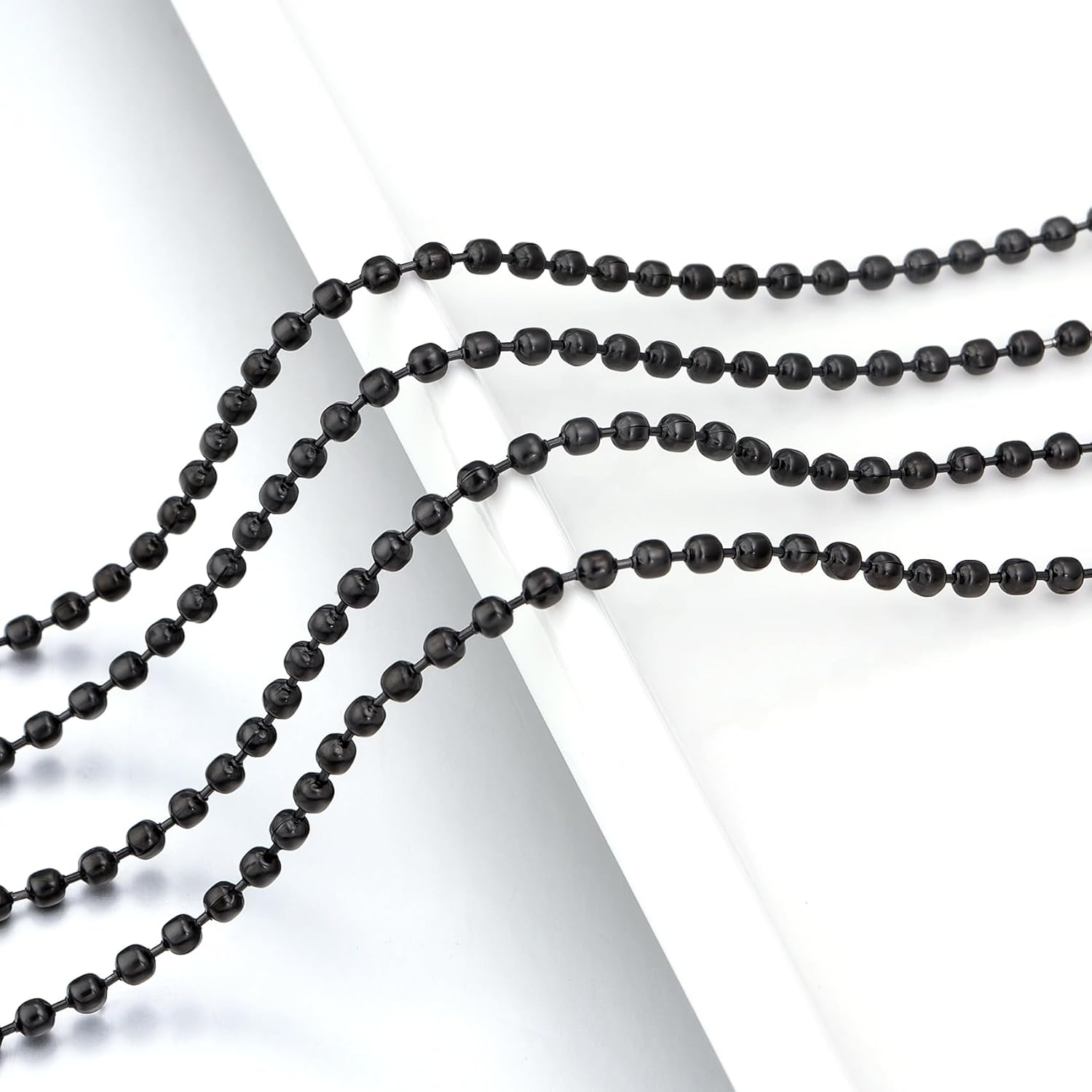 Topacket 33Feet Ball Bead Chain Black Stainless Steel Dog Tag Chain with Matching Connectors for Jewelry Making Necklace Hanging Bracelets Keychain(2.4mm) - Image 5