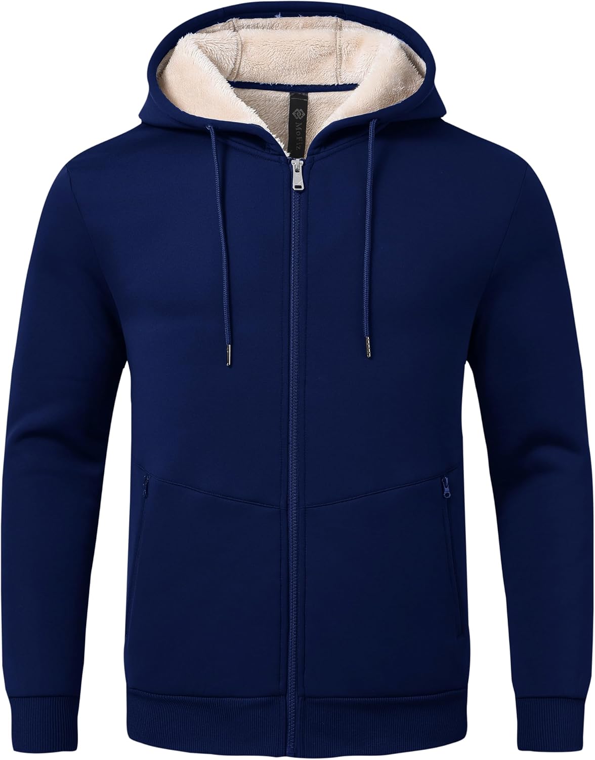 MoFiz Men's Fleece Jacket Zip Up Hoodie Warm and Cozy Sherpa Lined Sweatshirt Winter Hoodie Jackets for men with Pockets