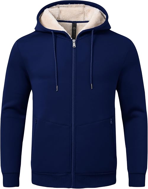 MoFiz Men's Fleece Jackets Coats Full Zip Hoodie lined Warm Sweatshirt