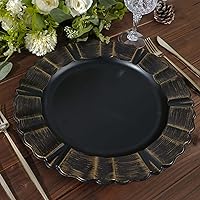 Vista 50 de Efavormart 6 Pack 13" Gold Acrylic Plastic Dinner Plate Chargers With Gold Brushed Wavy Scalloped Rim