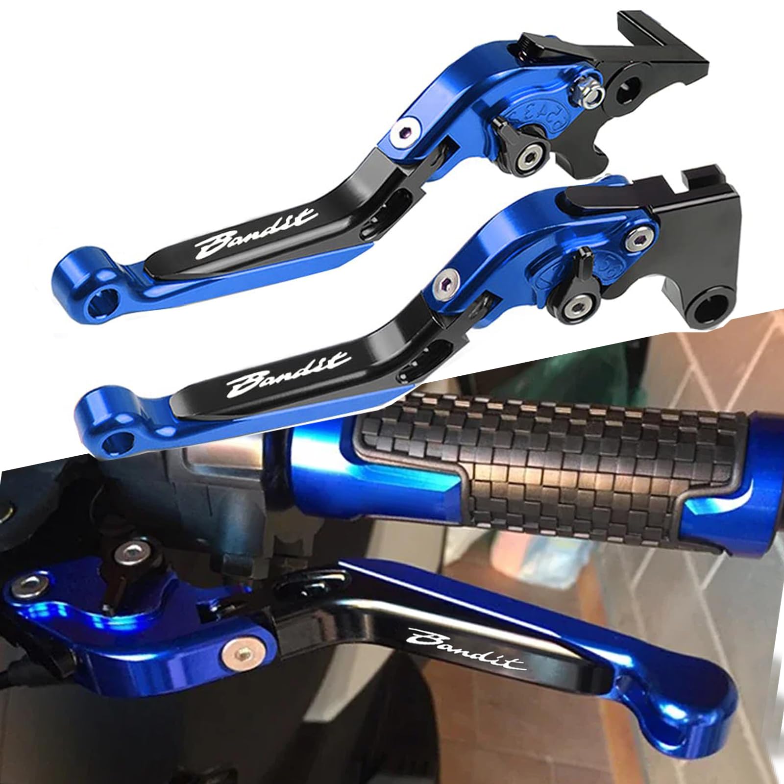 QJY Per Suzuki Bandit Moto Leve Freno e Frizione Set Regolabile per Suzuki GSF 600/S/N GSF 650/S/N 2008-2015 GSF1200 2001-2006 GSF1250 2007-2015（Blu+Nero）