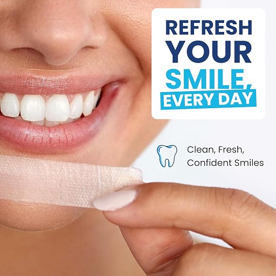 Pro White Teeth Whitening Strips - Peroxide Free Pap-X Formula, Fresh Mint Flavor, 14 Strips / 7 Treatments, Vegan Certified - Enamel Safe Teeth Whitening Strips for Brighter Smile - Pack of 1