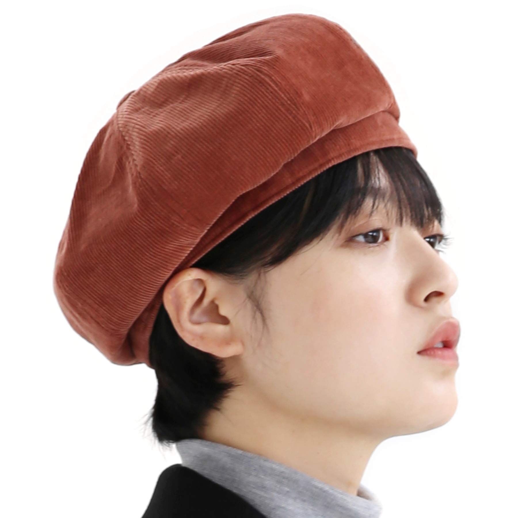 UNDERCONTROL Corduroy Ribbed Cotton French Artist Classic Castro Pattern Stylish Painter Size Adjustable Beret Unisex Newsboy Hunting Cap Korea (Corduroy Orange)