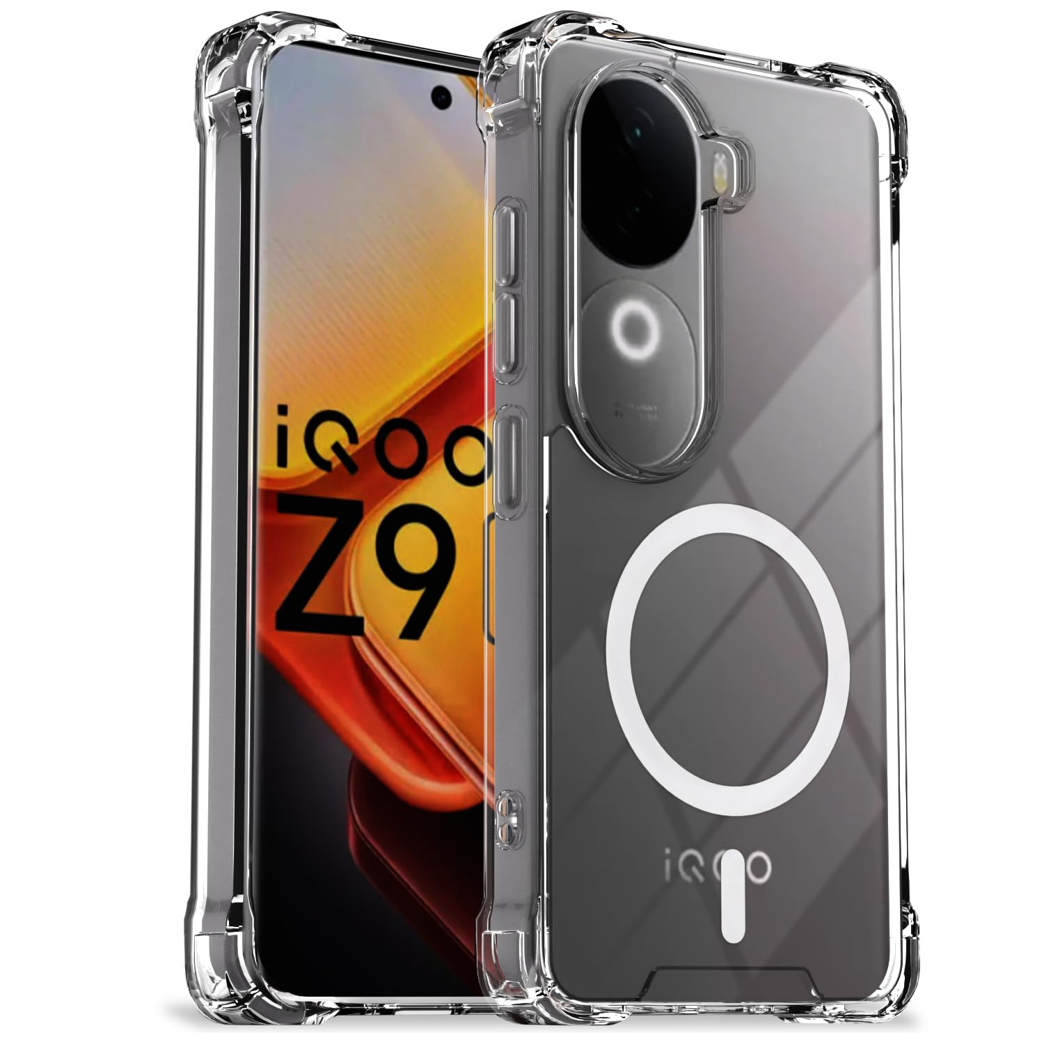 Outlouders Back Cover for iQoo Z9s 5G / Vivo V40e 5G Mag-Safe Transparent PC + TPU Bumper Case with Magnetic Support Shock...