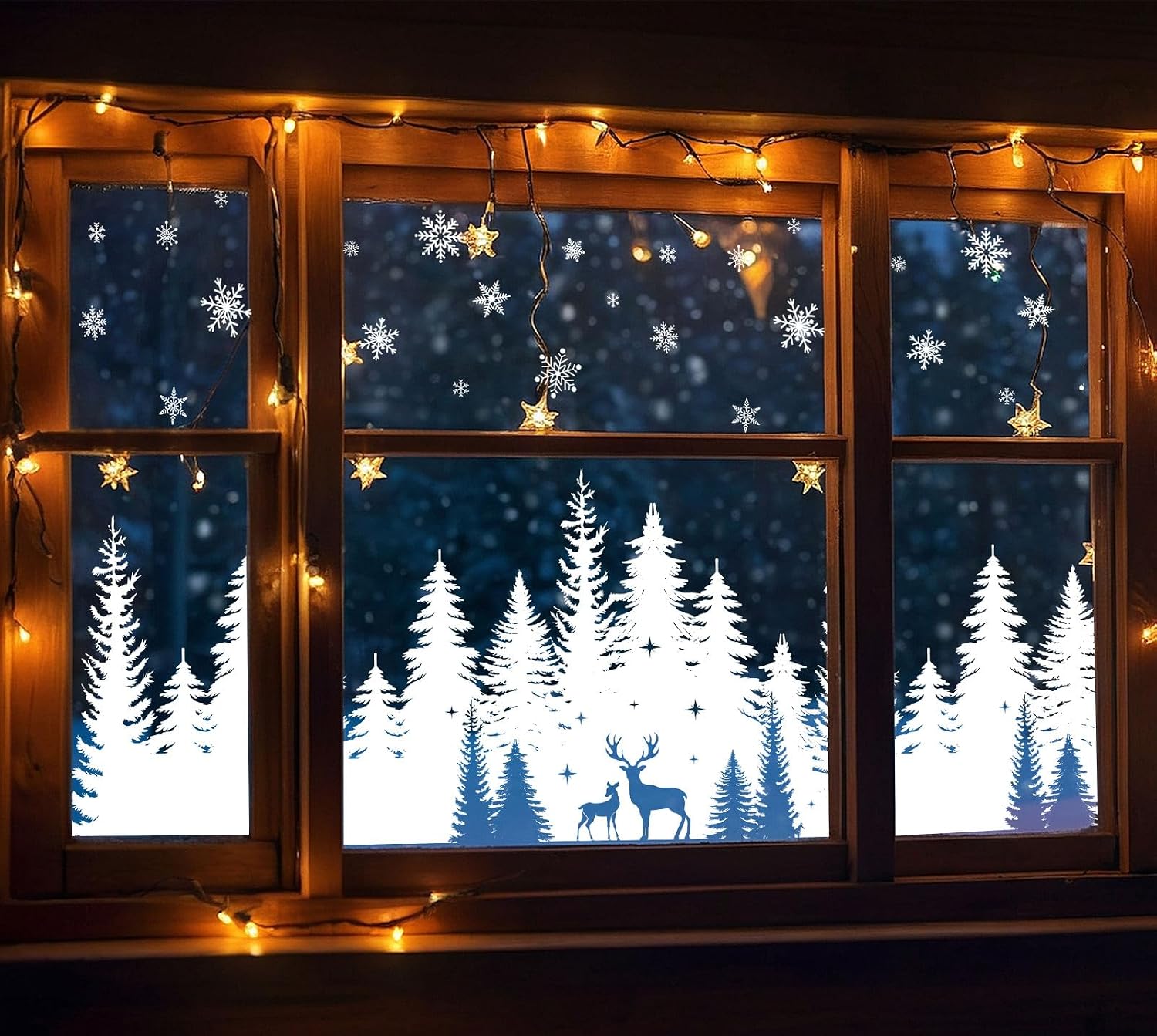 6 Sheet Christmas Window Clings Window Decal White Xmas Tree — view 3