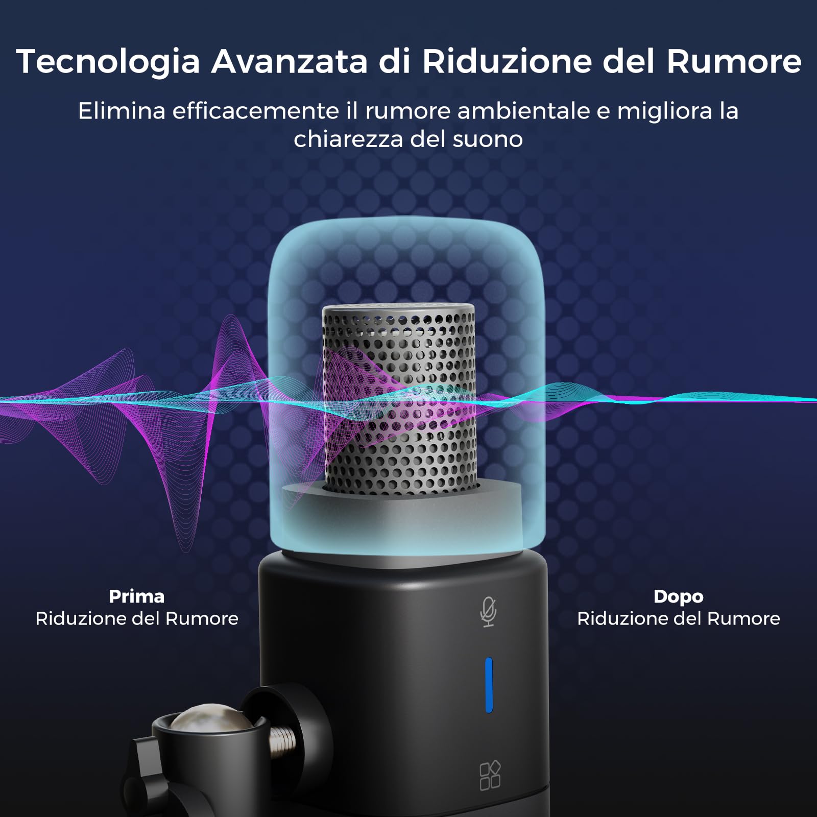 NearStream Microfono da Tavola Gaming Dinamico con Connessioni USB e XLR, Rilevamento Supercardioide & Plug and Play &Riduzione del Rumore AI&Guadagno Audio &Monitoraggio Audio,AM15X
