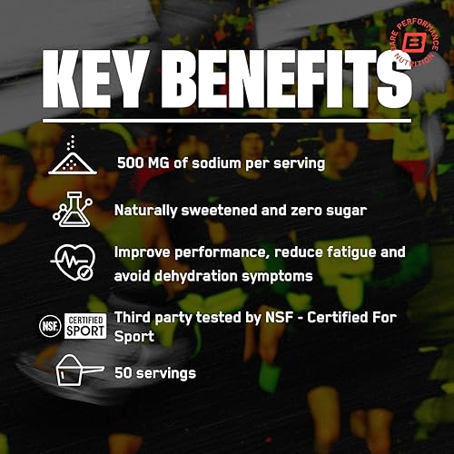 Vista 3 de BARE PERFORMANCE NUTRITION BPN Electrolytes Hydration Drink Mix Sugar Free Electrolyte Powder 500mg Sodium per Serving Naturally Sweetened