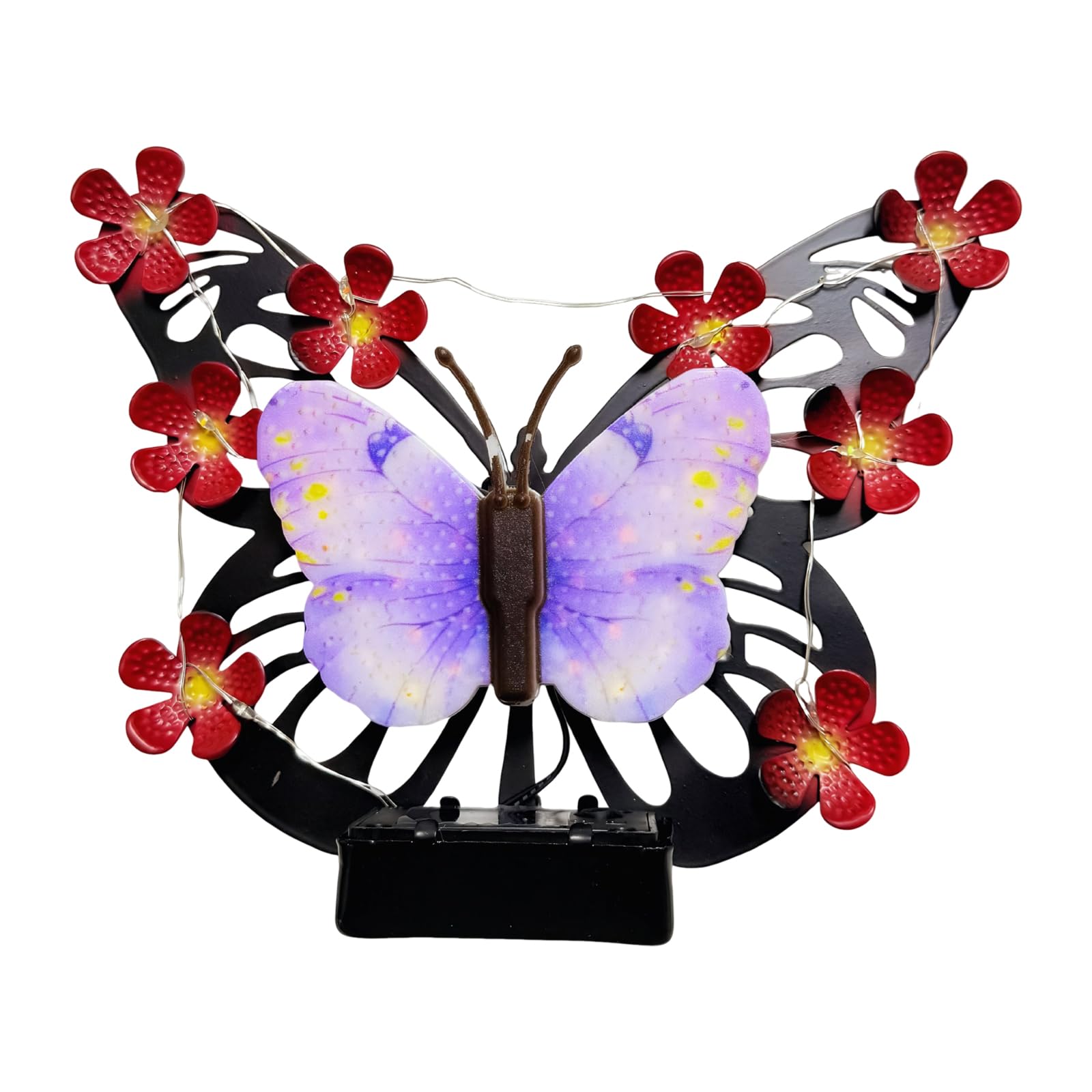 Waterproof Solar Ambient Wall Lamp, Hollow Flower Butterfly LED Landscape Light, Rustproof Metal Auto On Off Decorative Lighting for Patio Garden Fence Outdoor Wall