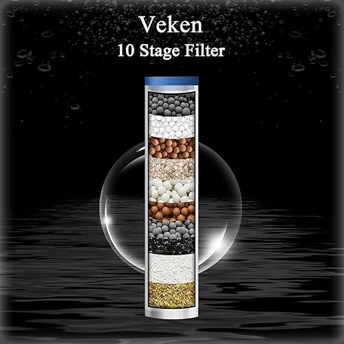 Miniatura 4 de Veken Cabezal de ducha filtrado con mano, filtración multicapa para limpieza purificada, flujo de agua de alta presión y múltiples modos de