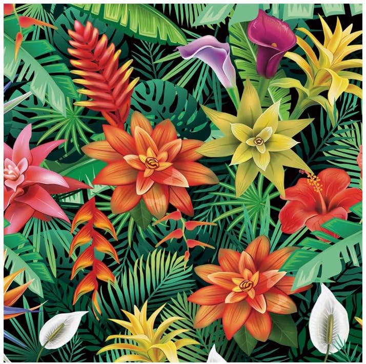 OERJU Floral Shower Curtain Tropical Flowers and Plants Bright Bath Curtain Waterproof Polyester Fabric Bathroom Decor Set with Hooks 72x84inch