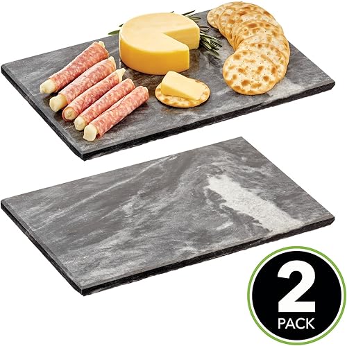 Miniatura 2 de mDesign Tabla de cortar para encimera de cocina de piedra de losa pequeña, bandeja para servir para pan, desayuno, aperitivos, queso, pizza,