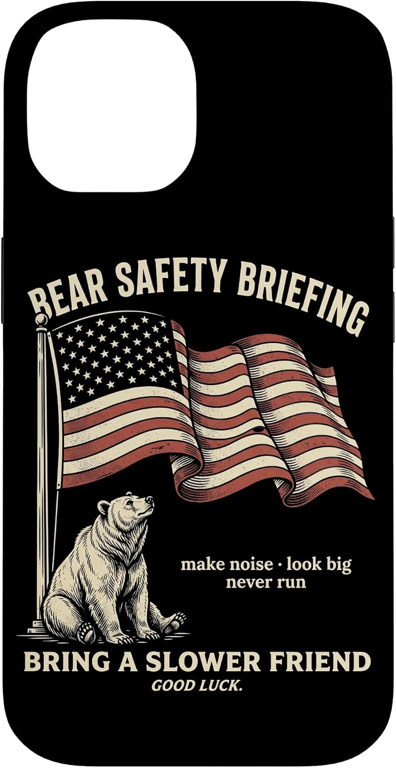 Bear Safety Briefing Tshirt Ranger Mountains American Flag Case for iPhone 14 Pro image 4