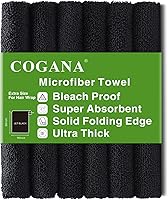 Vista 1 de Juego de 6 toallas de microfibra para el cabello, color negro, a prueba de blanqueador, toalla de secado rápido del cabello de 16 x 32 pulgadas
