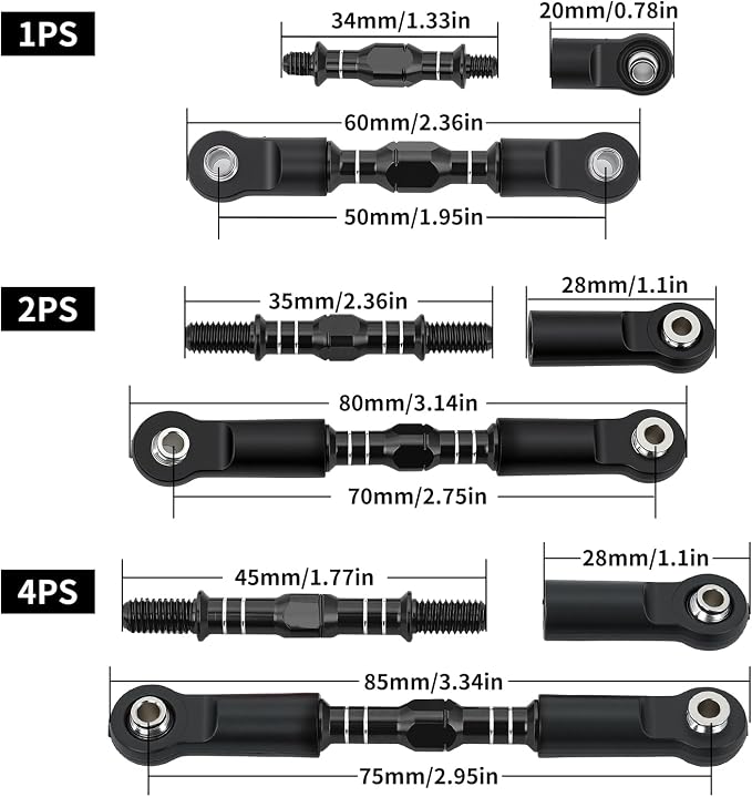 Juego de tensores ajustables de aluminio para Traxxas 1/10 miniatura 7