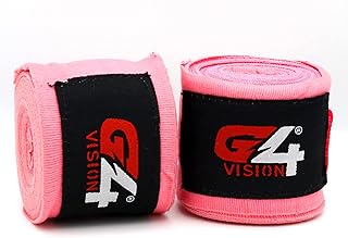 G4 VISION Hand Wraps Cotton Bandages Sami Elasticated MMA UFC Inner Gloves Wrist Straps (Pink)