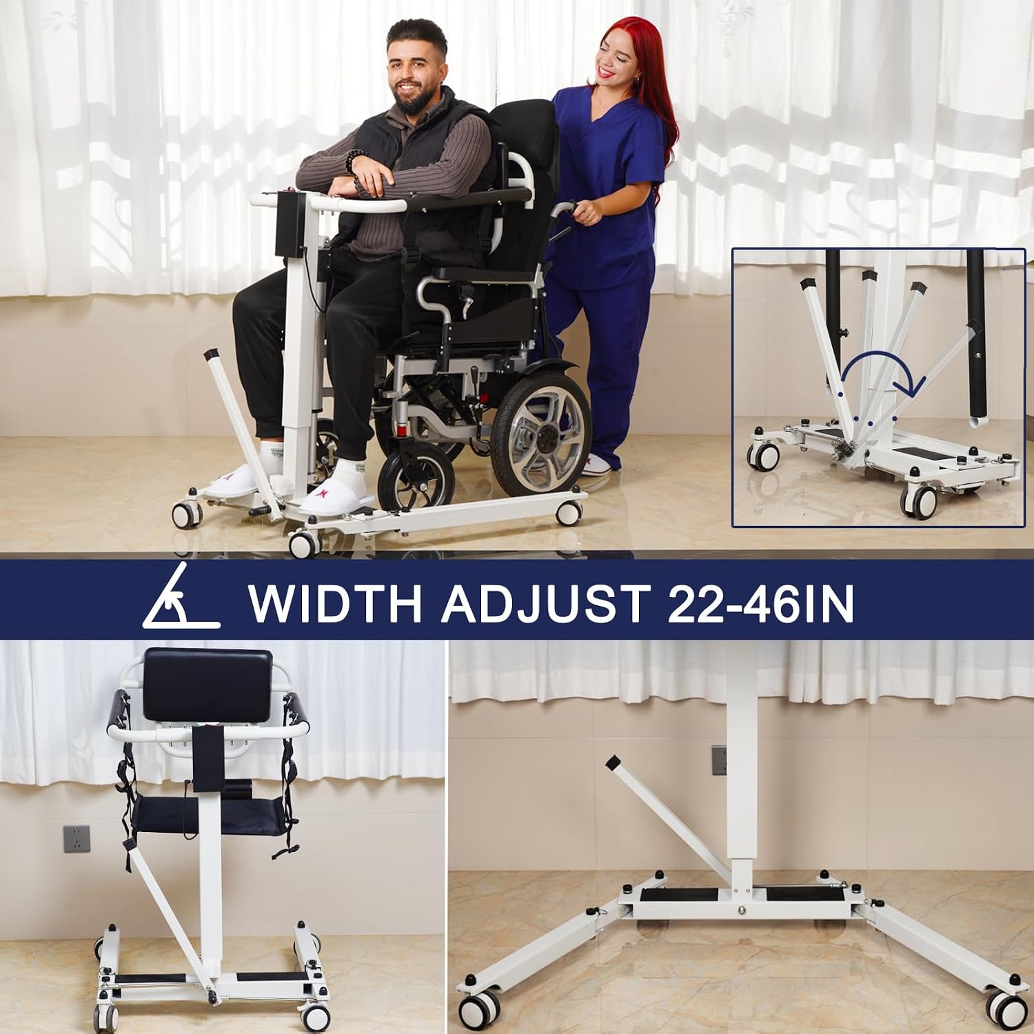 Electric Patient Lift Transfer Chair, Portable Patient Lift for Car Foldable Transfer Lift Chairs for Elderly Transfer Chairs for Disabled, Lift Transfer Chairs (Foldable Electric Lift)