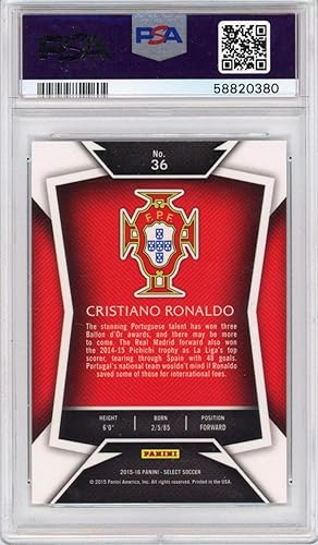 Miniatura 2 de Graded 2015 Panini Select Cristiano Ronaldo #36 White Jersey Soccer Card PSA 10 Gem Mint