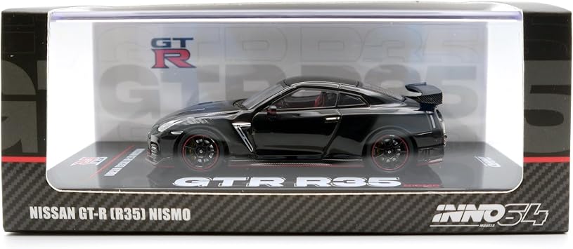 Inno Models GT-R R35 RHD Right Hand Drive Black with Carbon Hood and Top 1/64 Diecast Model Car IN64-R35N-BLA