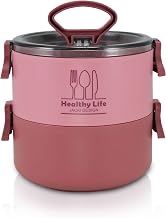 Marmita 2 Divisoria Microondas Esquenta Freezer Congela Bpa Cor:Rosa
