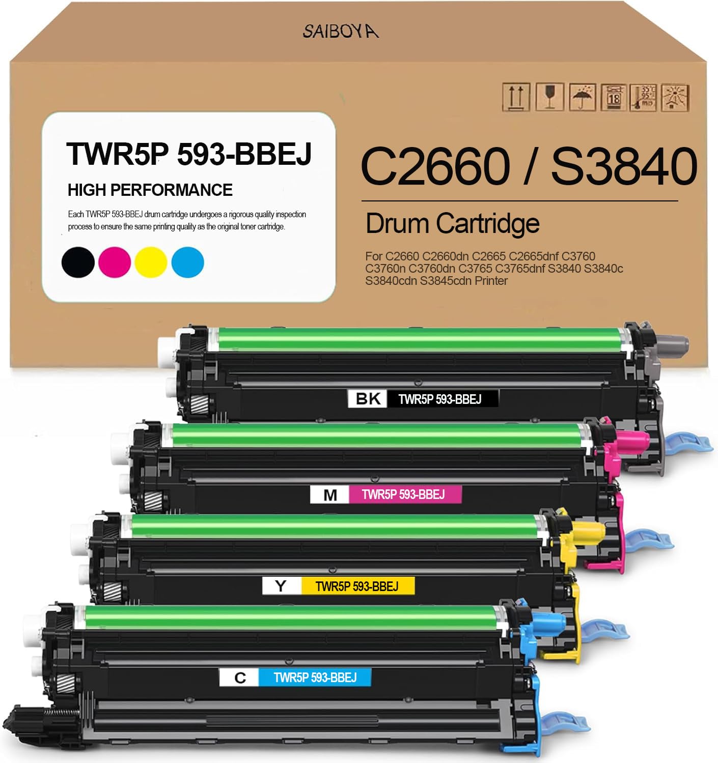 Tambour compatible Dell TWR5P résout les traces d'impression sur C3760dn S3840