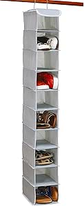 Simple Houseware 10 Shelves Hanging Shoes Organizer Holder for Closet, Grey