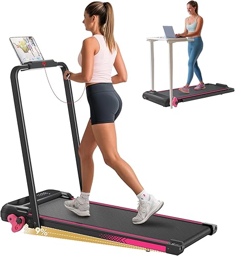 Walking Pad with Incline Portable Treadmill with Handle Bar for Home Office Under Desk Use Small Space Treadmill