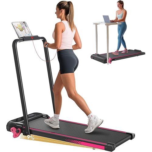 Walking Pad with Incline Portable Treadmill with Handle Bar for Home Office Under Desk Use Small Space Treadmill