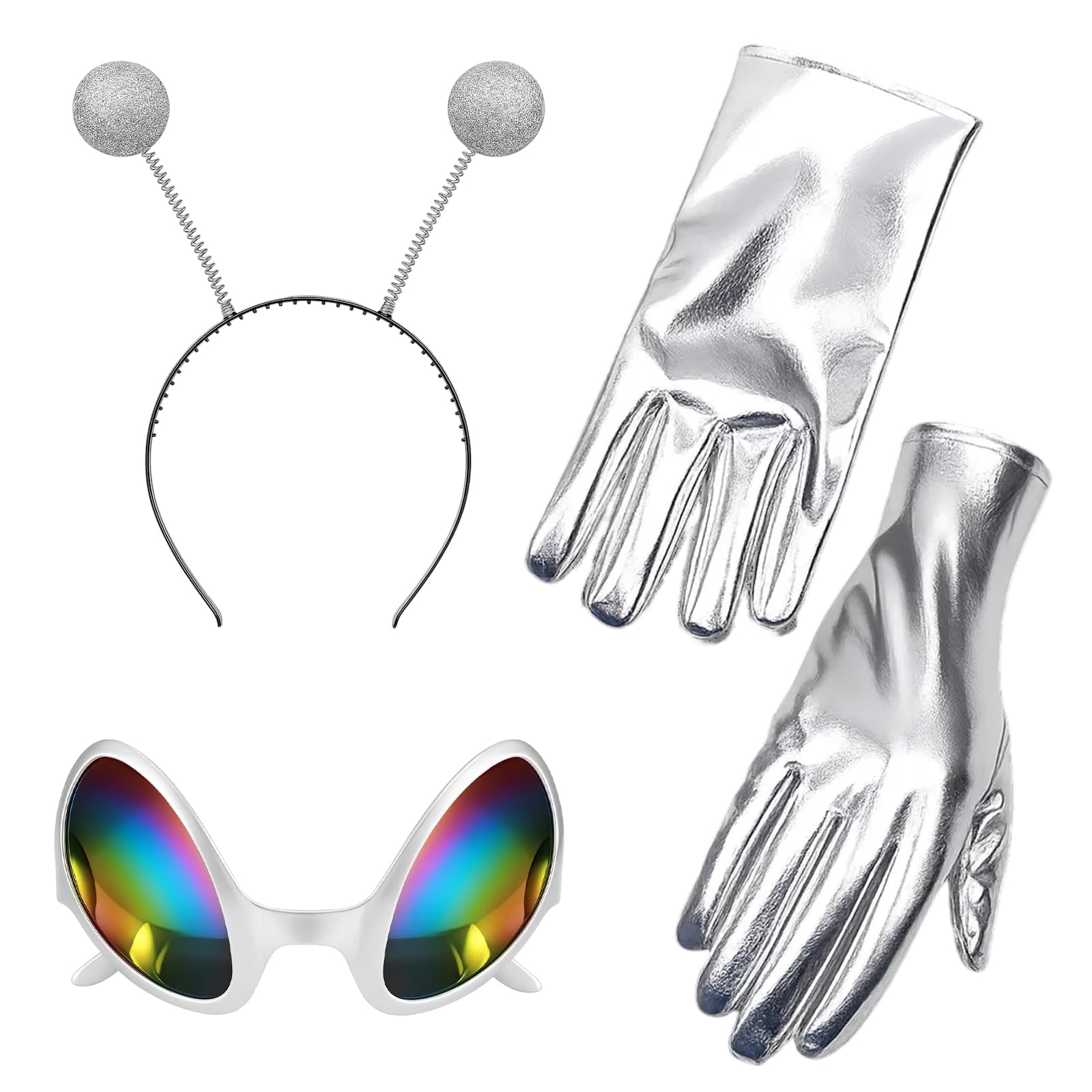 KFSCIP Alien Costume, 3-Piece Alien Costume Set for Halloween and Themed Parties, Includes Headband and Accessories for Kids and Adults