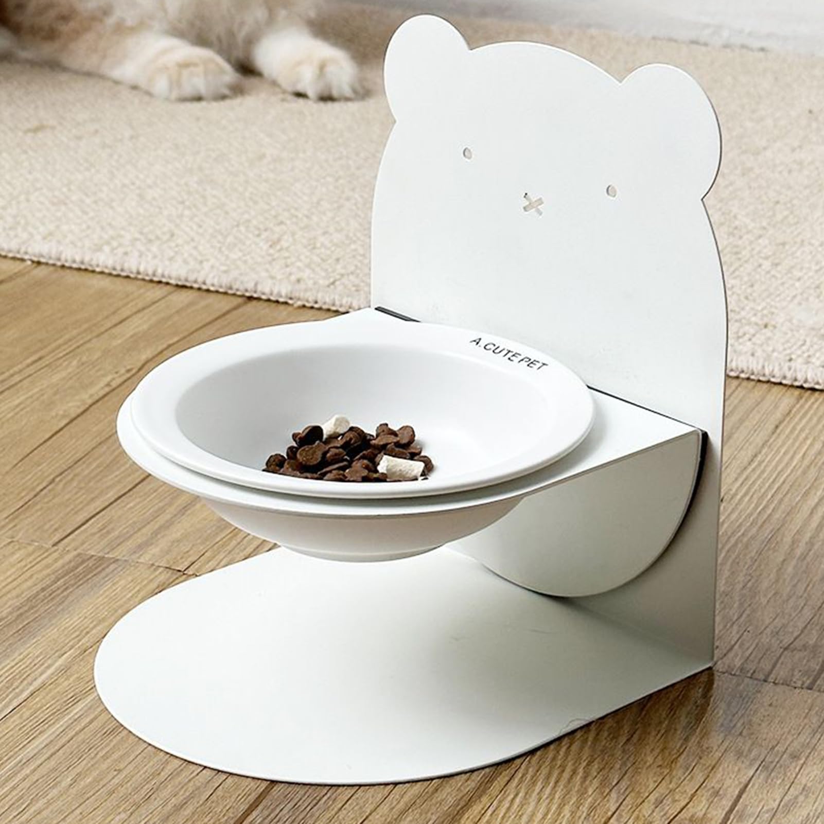 Tilted Puppy Bowl - Easy Clean Cat Dish Bowls | 7.48x6.3x6.3inch Pet Ceramic Bowl for Pets Feeding Mealtime, Ceramic Cats Food Bowls, Dog Food Feeder, Pet Feeder Dish for Proper Mealtime Habits