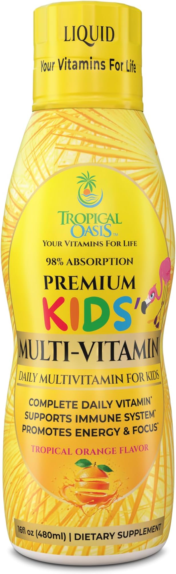 Premium Liquid Multivitamin For Kids | Sugar Free Kids Vitamins | 100% DV of 14 Vitamins for Kids | Multivitamin for Children Ages 4+ | Great Tasting, Non-GMO, Max 98% Absorption Rate- 16 oz, 32 Serv