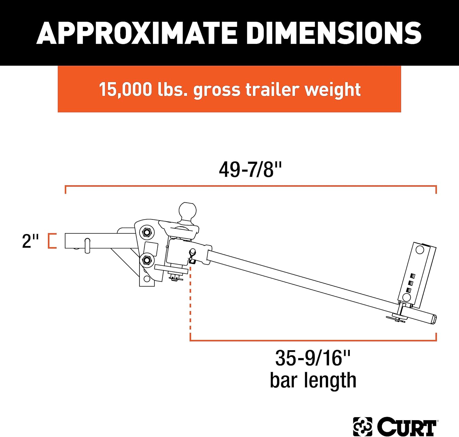 CURT 17501 TruTrack Weight Distribution Hitch with Sway Control, Up to 15K, 2-in Shank, 2-5/16-Inch Ball