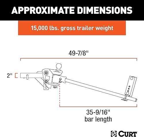 Miniatura 2 de CURT 17601 TruTrack 2P Enganche de distribución de peso de barra redonda con 2X control de balanceo, hasta 10K, vástago de 2 pulgadas, bola