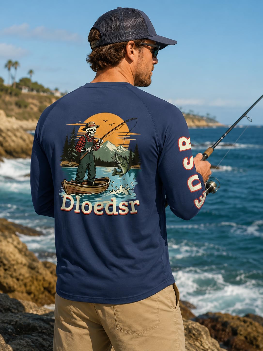 Men's Fishing Swim Shirt UPF 50+ Rash Guard Long Sleeve Quick Dry Lightweight Athletic Shirt for Beach Hiking