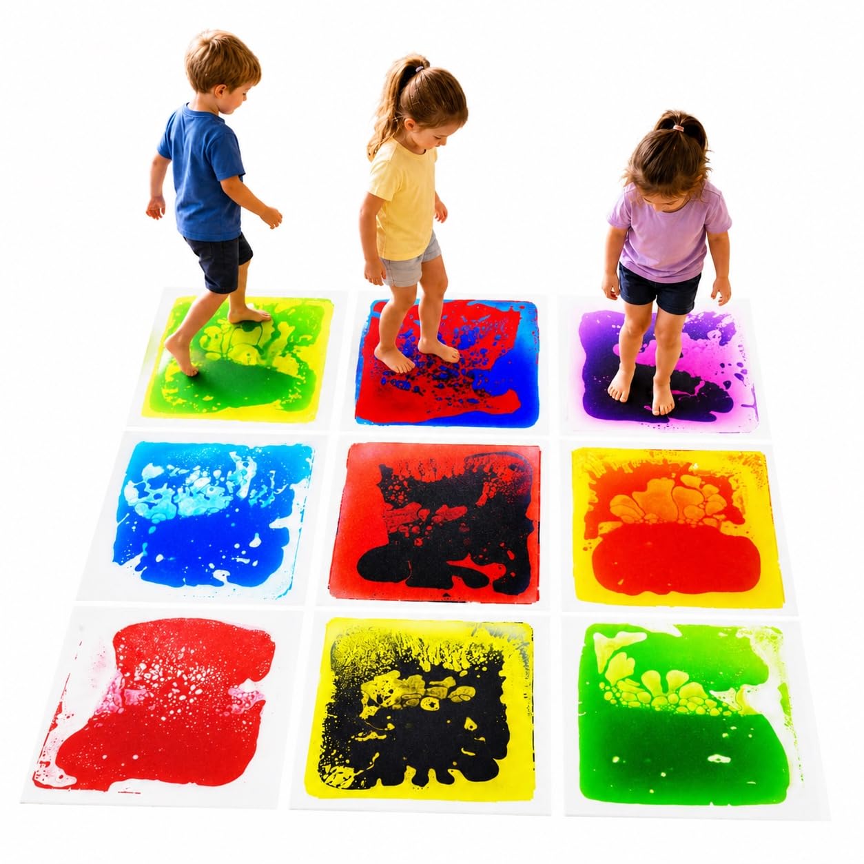 edusense Liquid Sensory Floor Tiles Non-Slip Autism Home&amp;Classroom Play 3+