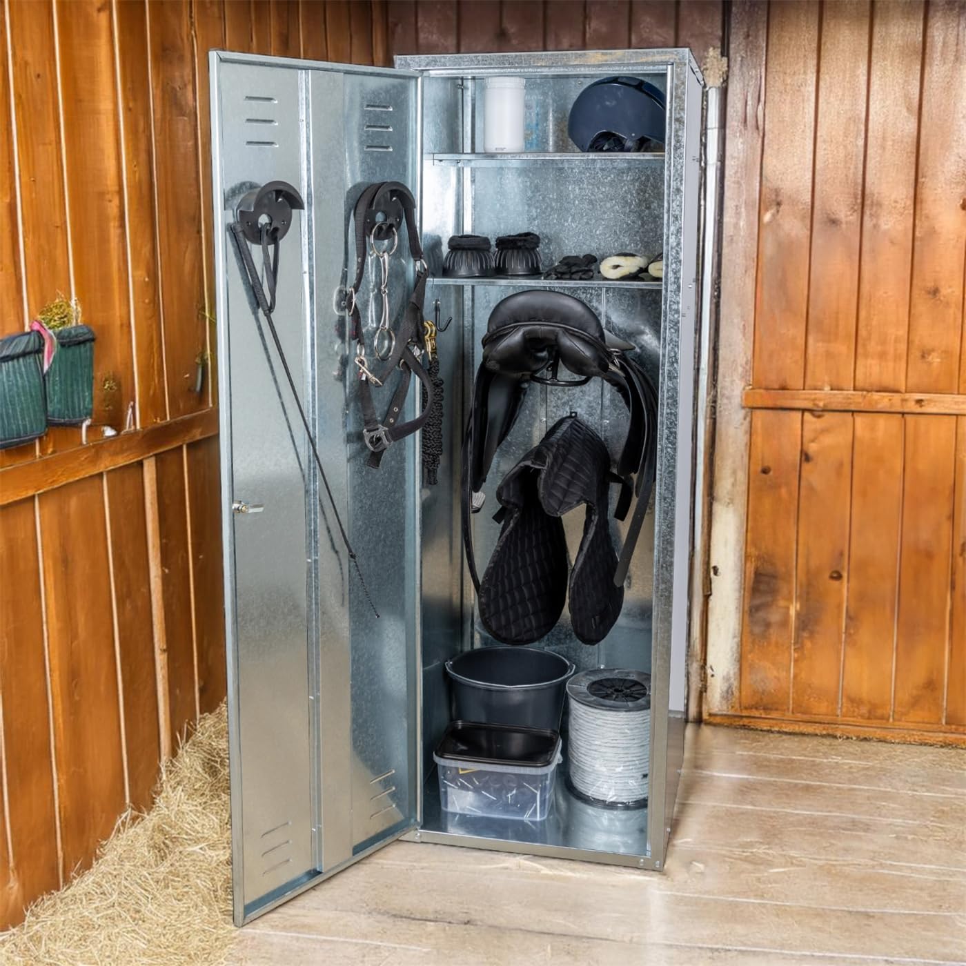VOSS.farming Sattelschrank für 2 Sättel 60x60x180cm verzinktes Stahlblech mit Schloss