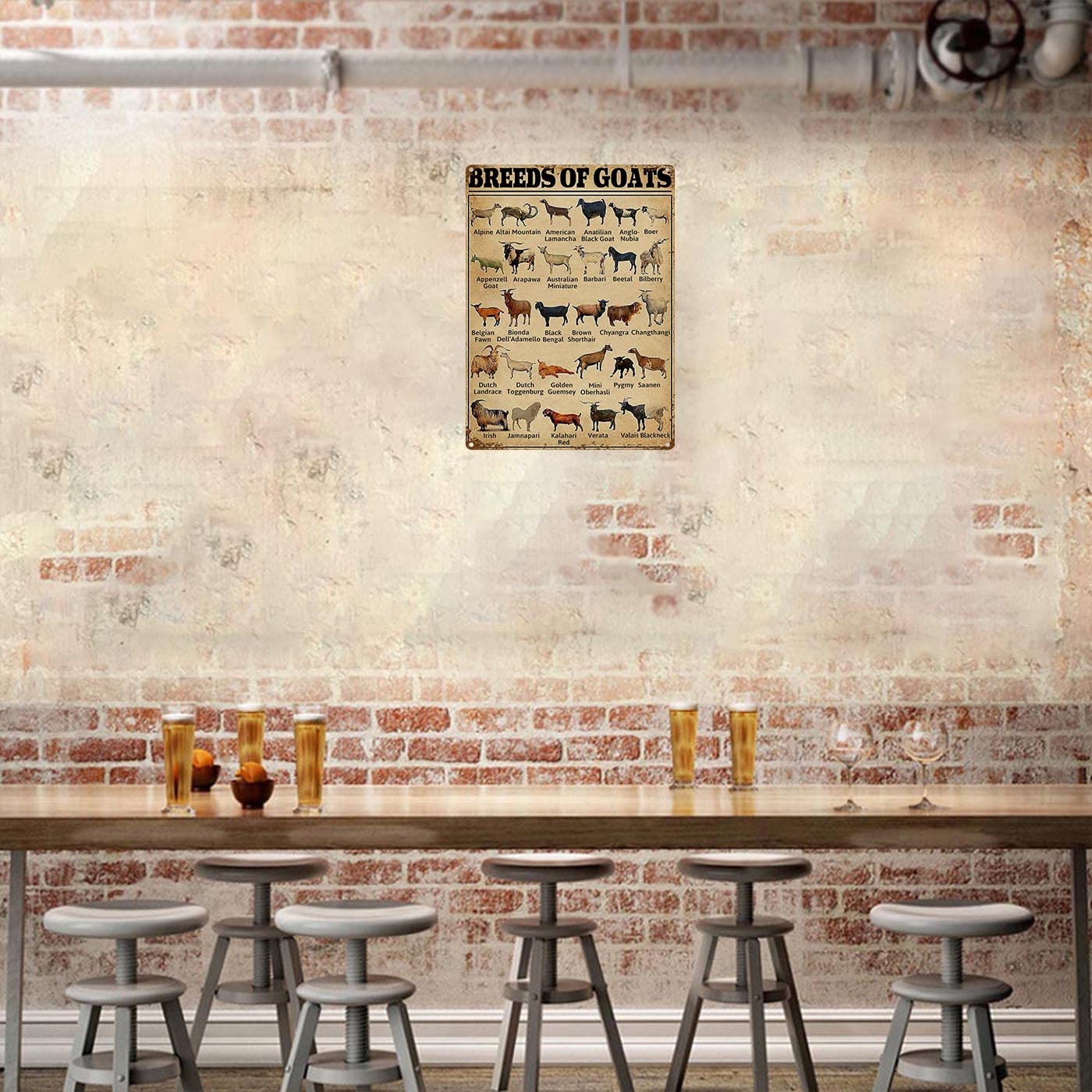 Goat Knowledge Breeds Of Goats Apprendimento Poster Biblioteca Scuola Educazione Soggiorno Vintage Home Decor Poster Decor Poster Wall Art Tin Sign Decor Metal Sign Poster Poster 20 x 30 cm