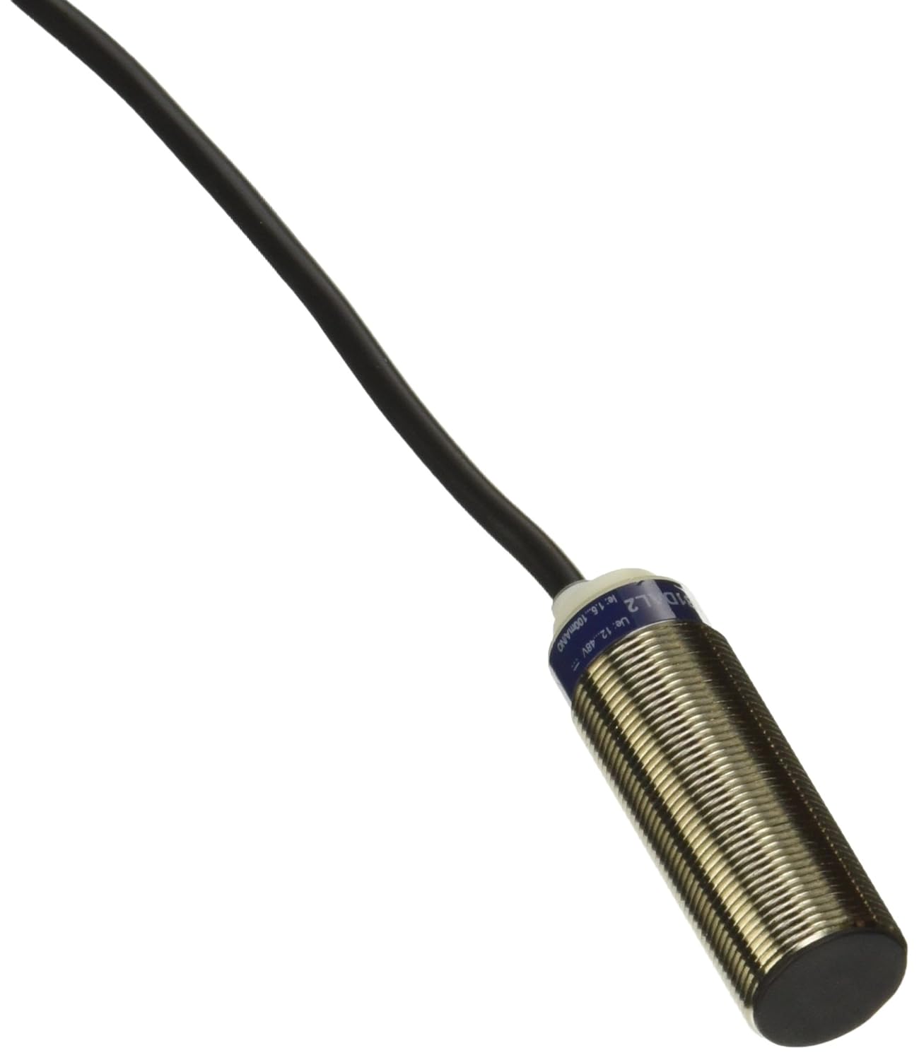 Telemecanique Sensors XS518B1DAL2 Optimum Series Inductive Proximity Sensor, Heavy-Duty, Metal 18-mm Barrel, 2-Wire DC Wiring, PNP/NPN Input, NO Output, 2-m Electrical Cable