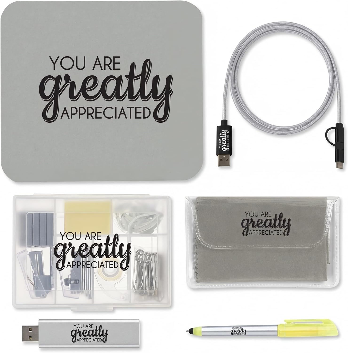 Anderson’s You are Greatly Appreciated Staff Appreciation Gift Set – 6‑Piece Office & Tech Essentials for Teachers, Employees, Volunteers, Caregivers & School Staff