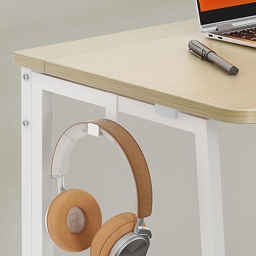 Miniatura 91 de WOHOMO Escritorio plegable de mármol sintético blanco, escritorio pequeño de 31.5 pulgadas para espacios pequeños con patas doradas, escritorio