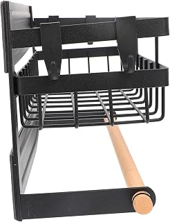 STOBAZA Estante Magnético de Almacenamiento Ganchos Resistente y Fácil de Limpiar Estante Multiusos Pared para Cocina y Refrigerador Capacidad y Duradera Color Negro