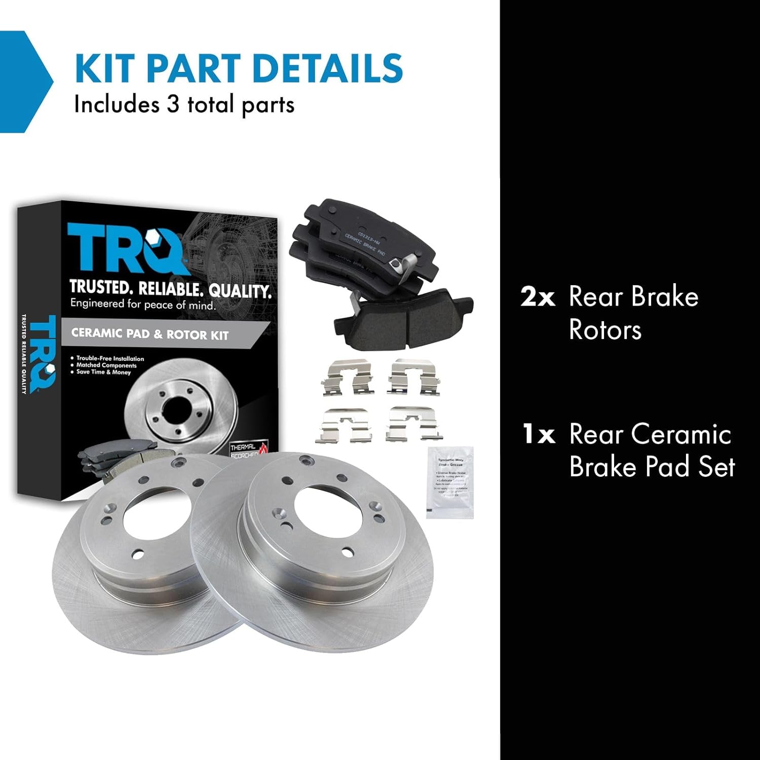 trq rear brake pad and rotor set ceramic vented rotors compatible with 2010-2011 hyundai azera 2009-2010 sonata bka12007