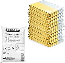 10 x Emergency Blankets, Gold / Silver 210 x 160 cm, Emergency First Aid Blanket, Emergency Blanket, Survival Blanket, Gold Foil, Silver Foil