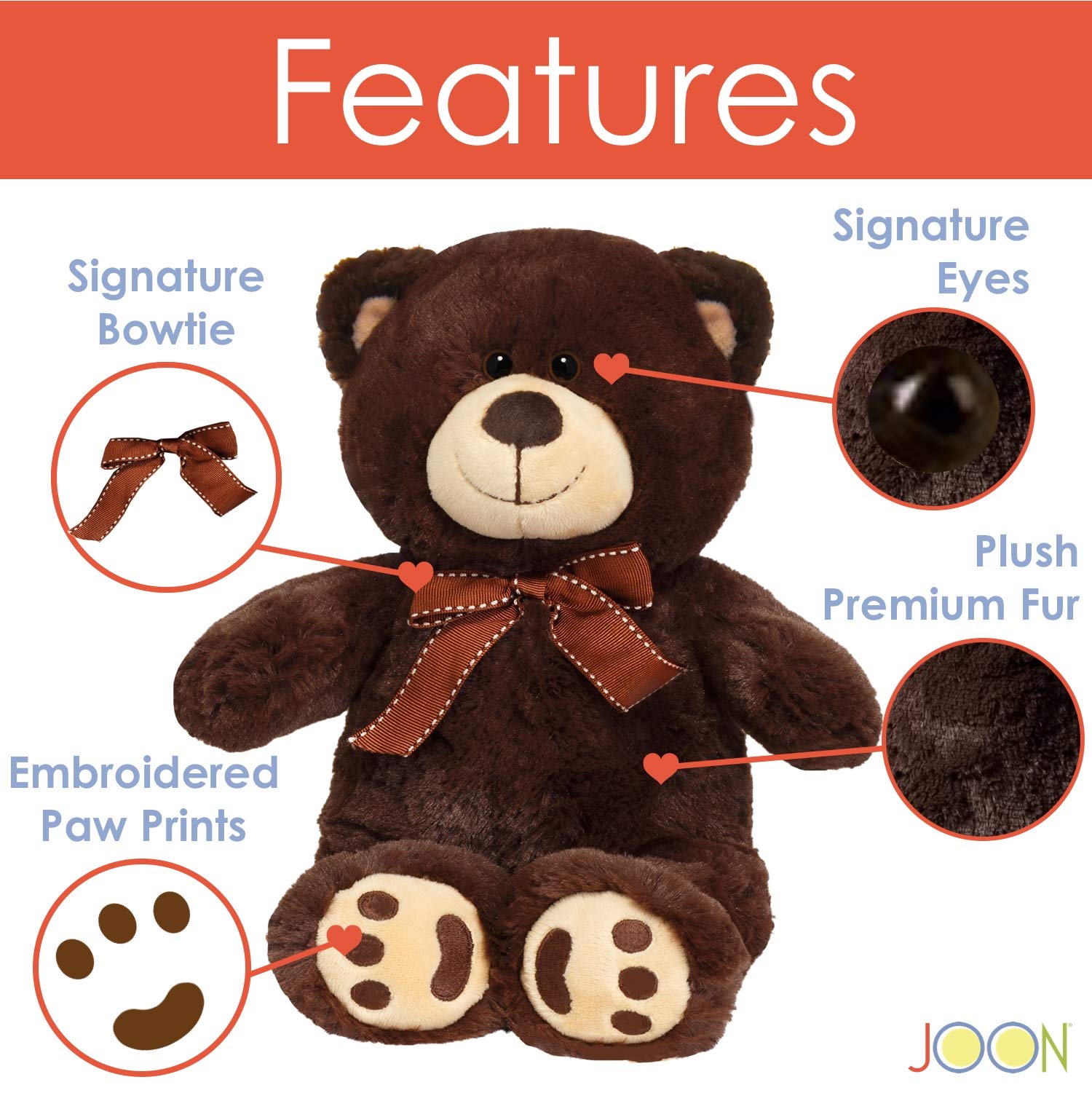 Amazon.com: Joon Mini Teddy Bear, Dark Brown, 13 Inches : Toys & Games