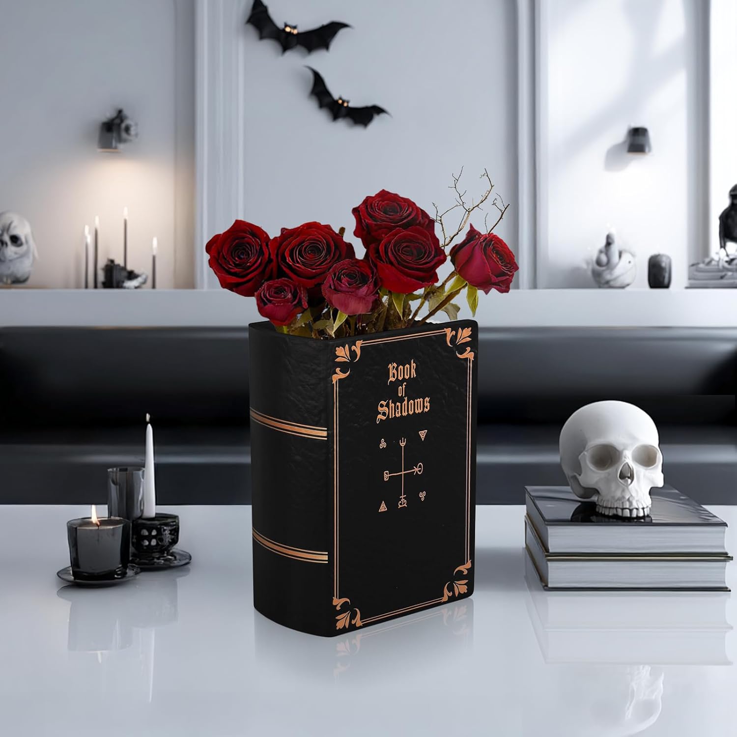 Gothic Book Vase for Flowers Goth Room Decor Gifts for Readers Flower Vase Unique Halloween Vase Book of Shadows - Image 5